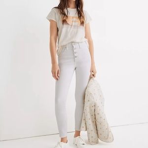Madewell White High Rise Button Fly Skinny Crop Jeans